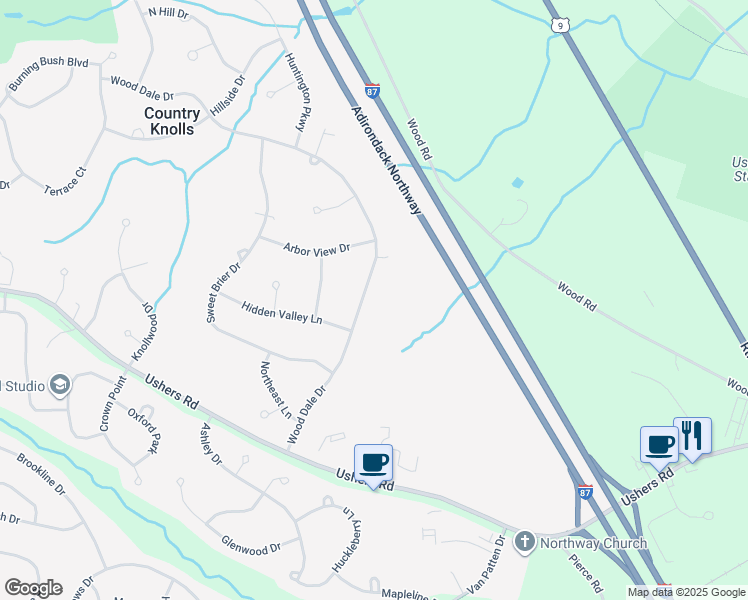 map of restaurants, bars, coffee shops, grocery stores, and more near 171 Wood Dale Drive in Ballston Lake