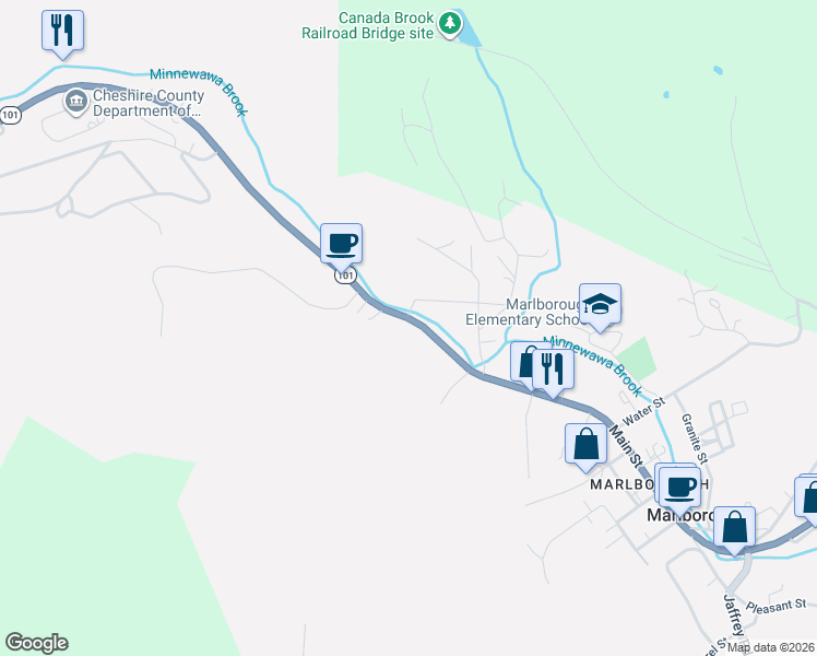 map of restaurants, bars, coffee shops, grocery stores, and more near 51 Main Street in Marlborough