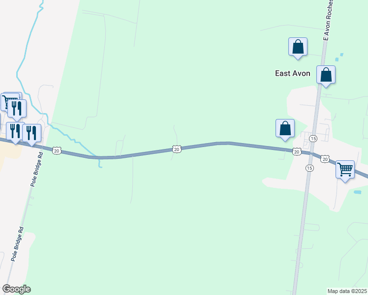 map of restaurants, bars, coffee shops, grocery stores, and more near 5455 E Avon Rd in Avon