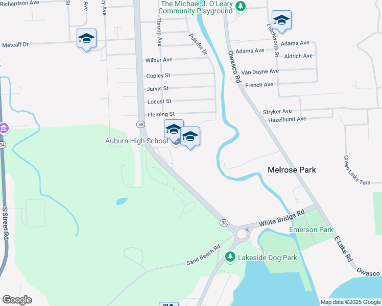 map of restaurants, bars, coffee shops, grocery stores, and more near 250 Lake Avenue in Auburn