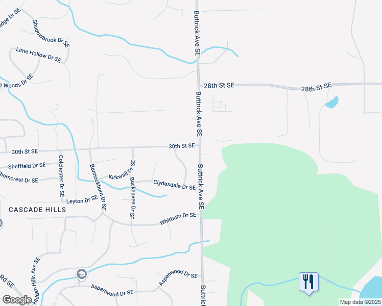 map of restaurants, bars, coffee shops, grocery stores, and more near 7977 30th Street Southeast in Ada