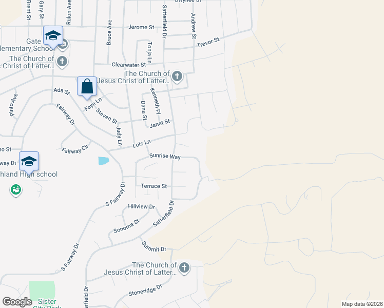 map of restaurants, bars, coffee shops, grocery stores, and more near 2037 Sunrise Way in Pocatello