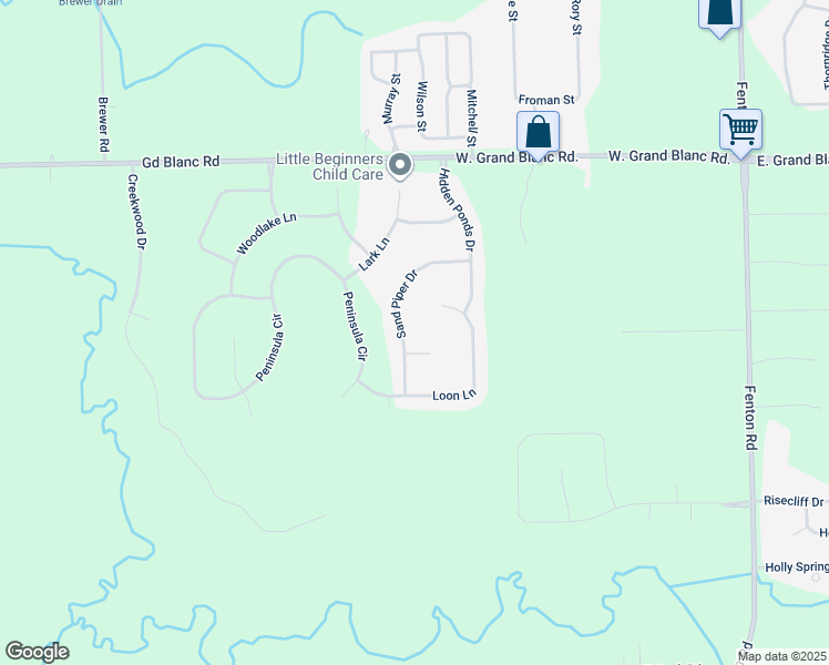 map of restaurants, bars, coffee shops, grocery stores, and more near 1433 Sand Piper Drive in Grand Blanc