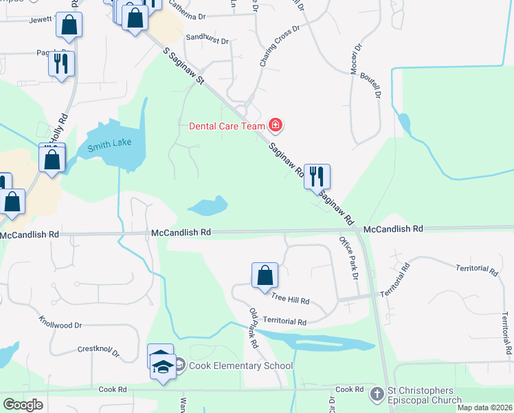 map of restaurants, bars, coffee shops, grocery stores, and more near 8220 South Saginaw Street in Grand Blanc