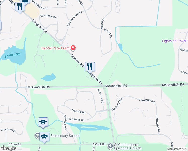 map of restaurants, bars, coffee shops, grocery stores, and more near 8273 South Saginaw Street in Grand Blanc