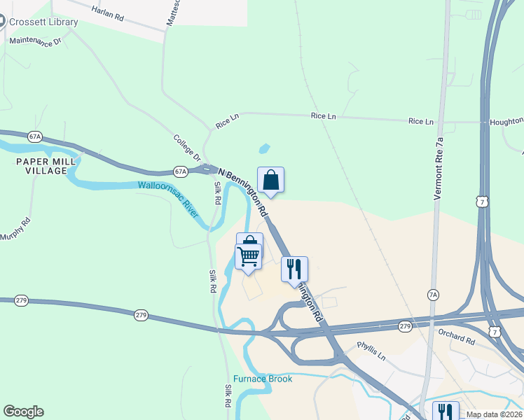 map of restaurants, bars, coffee shops, grocery stores, and more near 511 North Bennington Road in Woodford