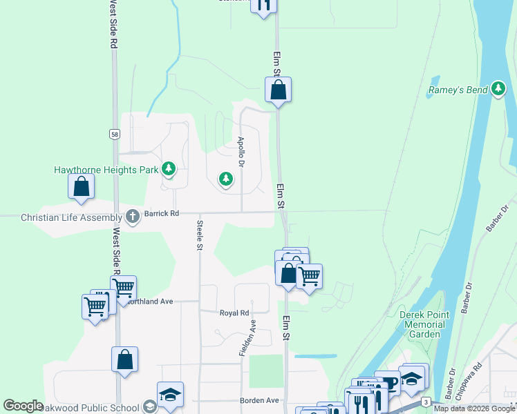 map of restaurants, bars, coffee shops, grocery stores, and more near in Port Colborne
