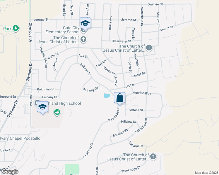 map of restaurants, bars, coffee shops, grocery stores, and more near 659 Fairway Drive in Pocatello