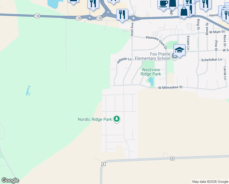 map of restaurants, bars, coffee shops, grocery stores, and more near 2224 Markens Gate Road in Stoughton