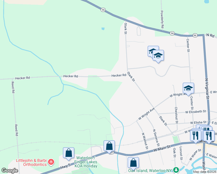 map of restaurants, bars, coffee shops, grocery stores, and more near 1316 Hecker Road in Waterloo