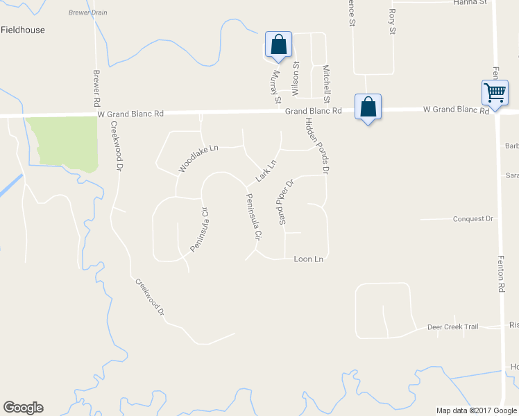 map of restaurants, bars, coffee shops, grocery stores, and more near 8317 Peninsula Circle in Grand Blanc