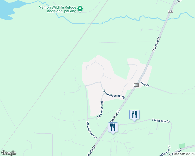 map of restaurants, bars, coffee shops, grocery stores, and more near S73W26340 Mount Rainier Drive in Waukesha