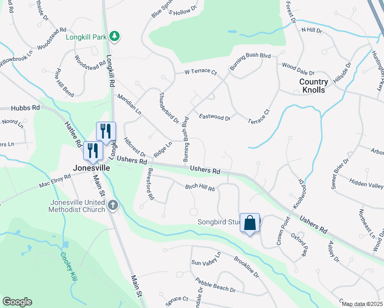 map of restaurants, bars, coffee shops, grocery stores, and more near 10 Southwood Drive in Ballston Lake