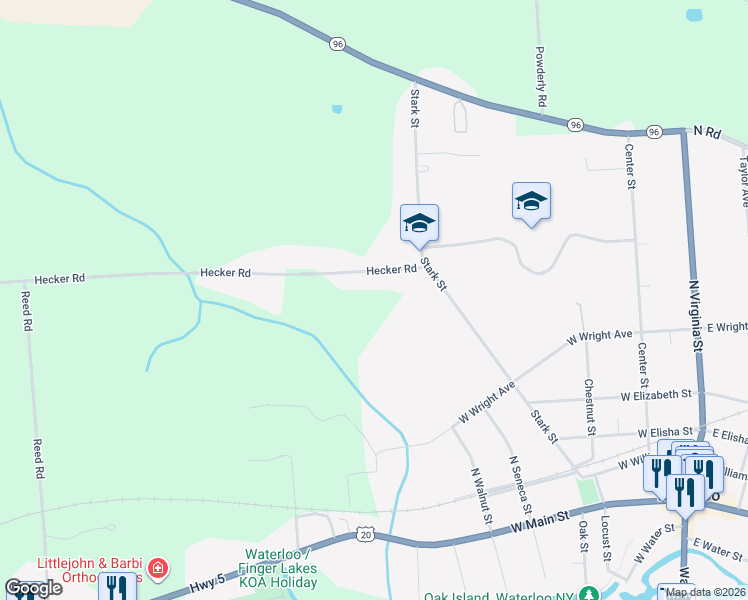 map of restaurants, bars, coffee shops, grocery stores, and more near 1316 Hecker Road in Waterloo