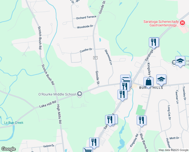 map of restaurants, bars, coffee shops, grocery stores, and more near 15 Goode Street in Schenectady County