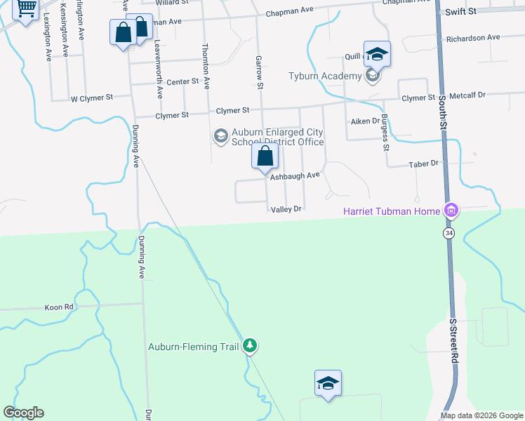 map of restaurants, bars, coffee shops, grocery stores, and more near 169 Garrow Street Extension in Auburn