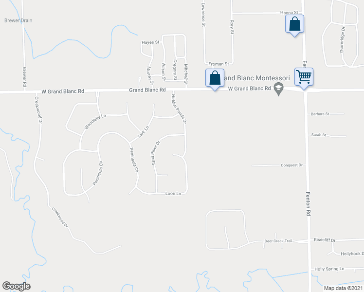 map of restaurants, bars, coffee shops, grocery stores, and more near 8142 Hidden Ponds Drive in Grand Blanc