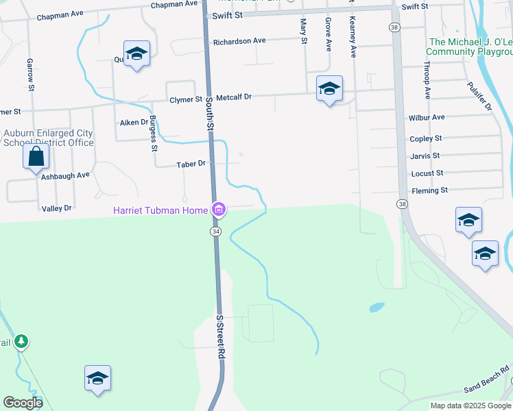 map of restaurants, bars, coffee shops, grocery stores, and more near 182 South Street in Auburn