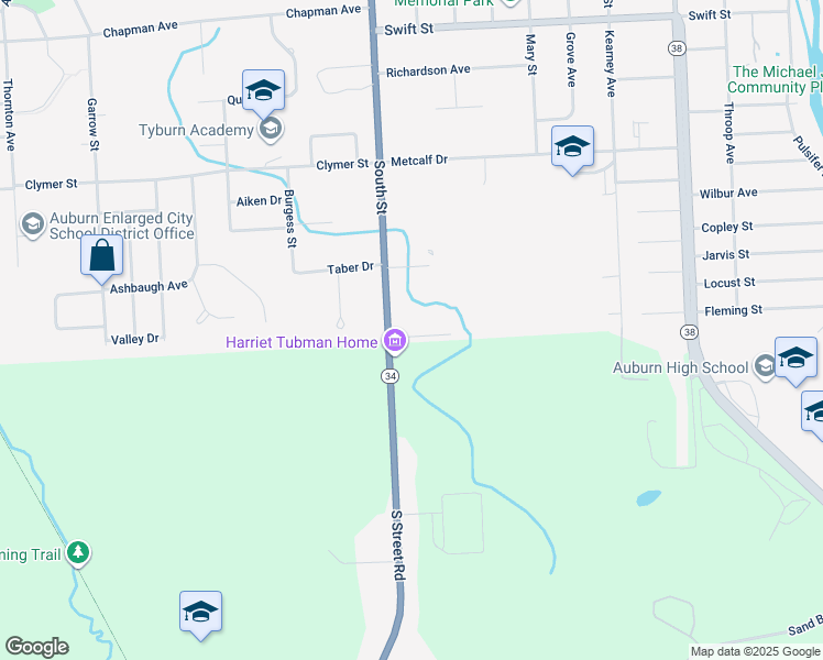 map of restaurants, bars, coffee shops, grocery stores, and more near 180 South Street in Auburn