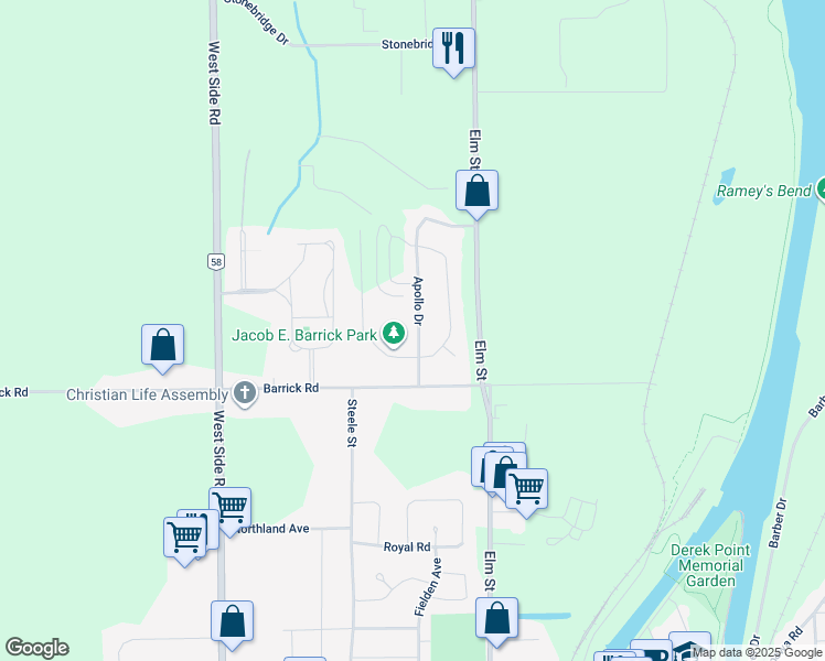 map of restaurants, bars, coffee shops, grocery stores, and more near 8 Apollo Drive in Port Colborne