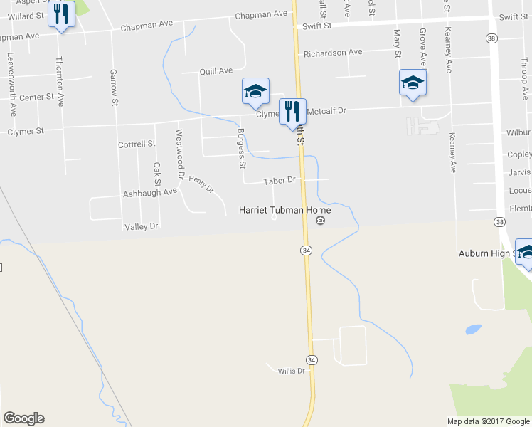 map of restaurants, bars, coffee shops, grocery stores, and more near 11 Hillside Terrace in Auburn