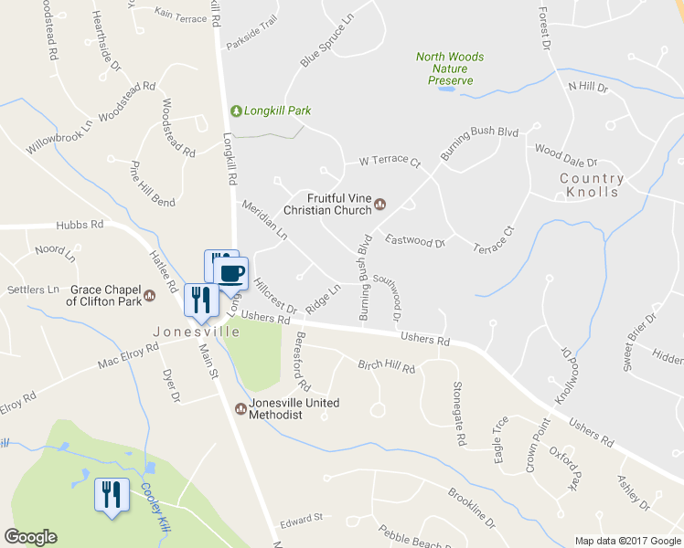 map of restaurants, bars, coffee shops, grocery stores, and more near 25 Meridian Lane in Ballston Lake