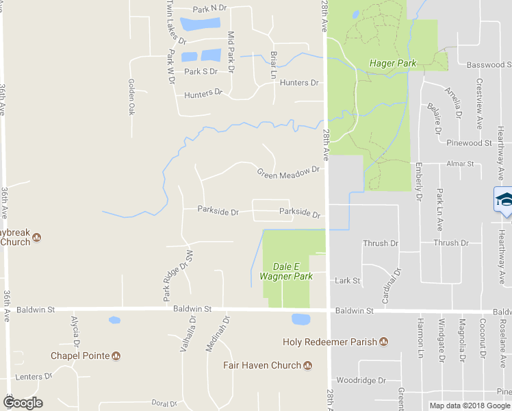 map of restaurants, bars, coffee shops, grocery stores, and more near 2935 Parkside Drive in Georgetown Township