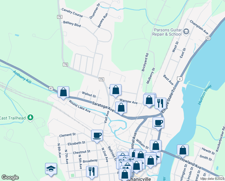 map of restaurants, bars, coffee shops, grocery stores, and more near 140 Mechanic Street in Mechanicville