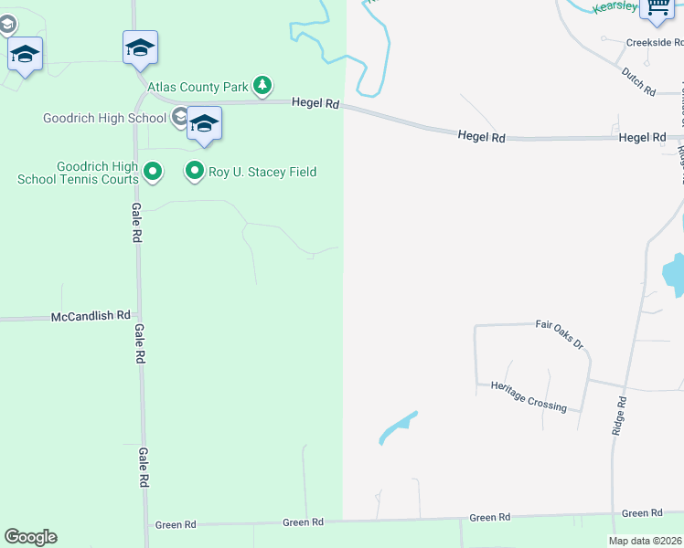 map of restaurants, bars, coffee shops, grocery stores, and more near 9254 Willowgate Lane in Goodrich