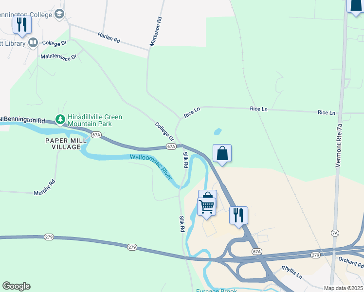 map of restaurants, bars, coffee shops, grocery stores, and more near 622 North Bennington Road in Bennington