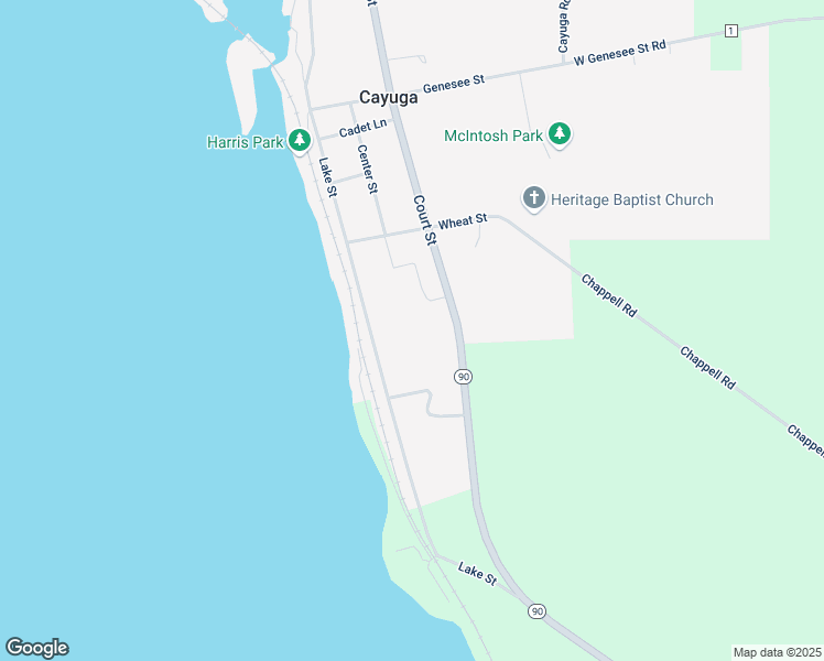 map of restaurants, bars, coffee shops, grocery stores, and more near 6080 Lake St in Cayuga