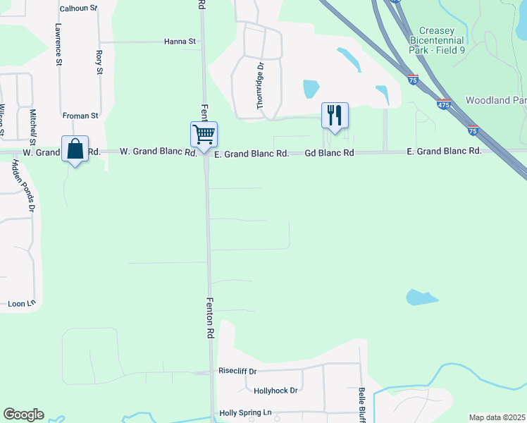map of restaurants, bars, coffee shops, grocery stores, and more near 1085 Sarah Street in Grand Blanc