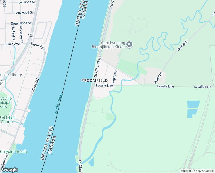 map of restaurants, bars, coffee shops, grocery stores, and more near 143 Lasalle Line in Sarnia