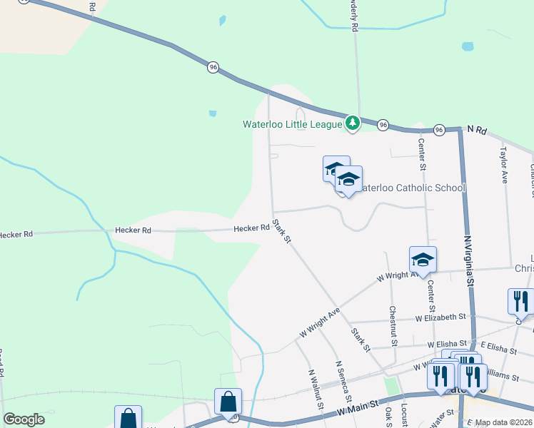 map of restaurants, bars, coffee shops, grocery stores, and more near 97 Stark Street in Waterloo