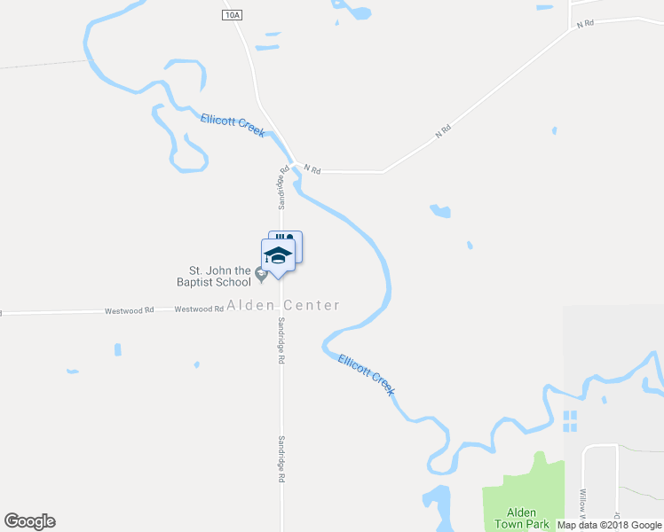 map of restaurants, bars, coffee shops, grocery stores, and more near 2063 Sandridge Road in Alden