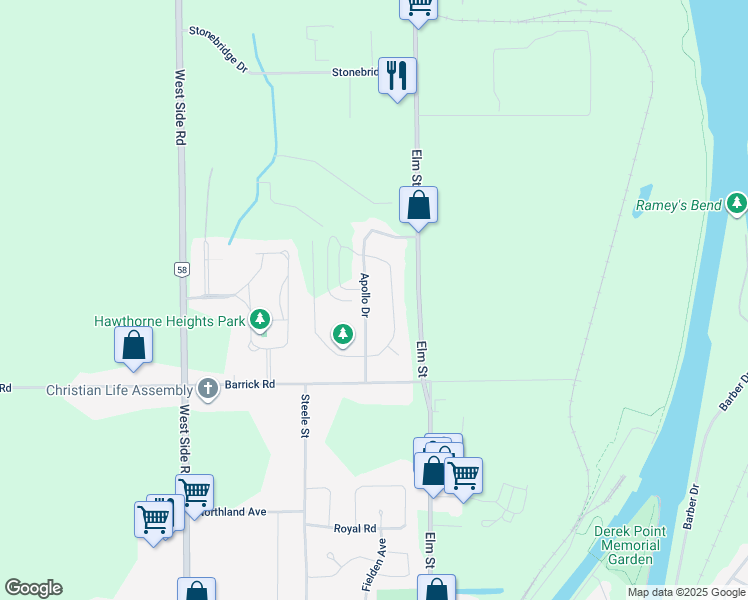 map of restaurants, bars, coffee shops, grocery stores, and more near 31 Apollo Drive in Port Colborne