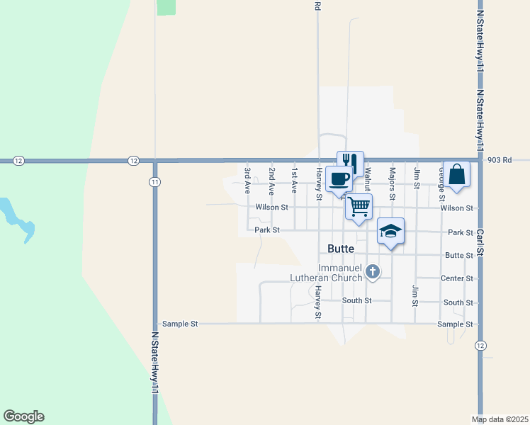 map of restaurants, bars, coffee shops, grocery stores, and more near Wilson Street in Butte