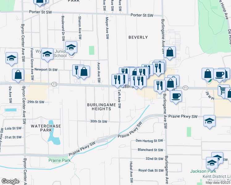 map of restaurants, bars, coffee shops, grocery stores, and more near in Wyoming
