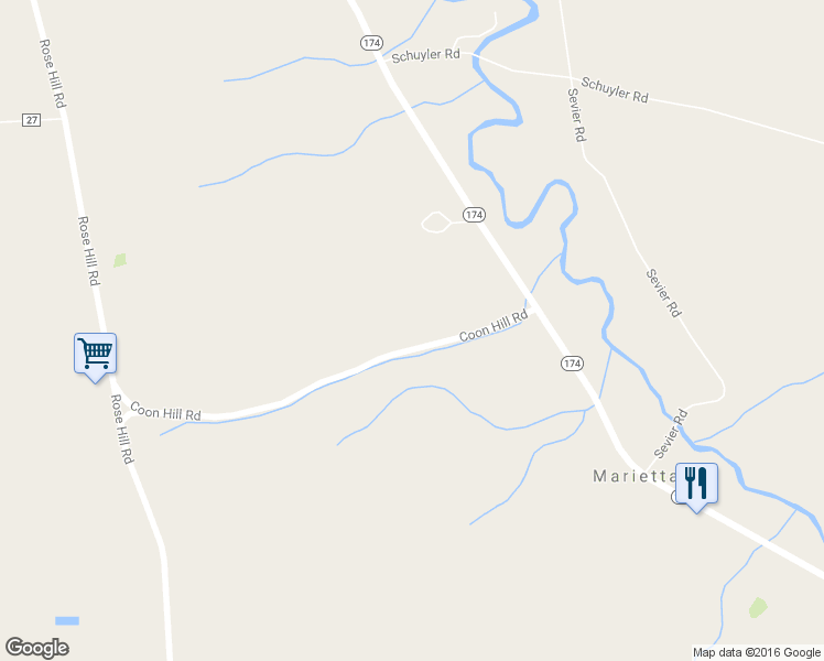 map of restaurants, bars, coffee shops, grocery stores, and more near 2395 Coon Hill Road in Marietta