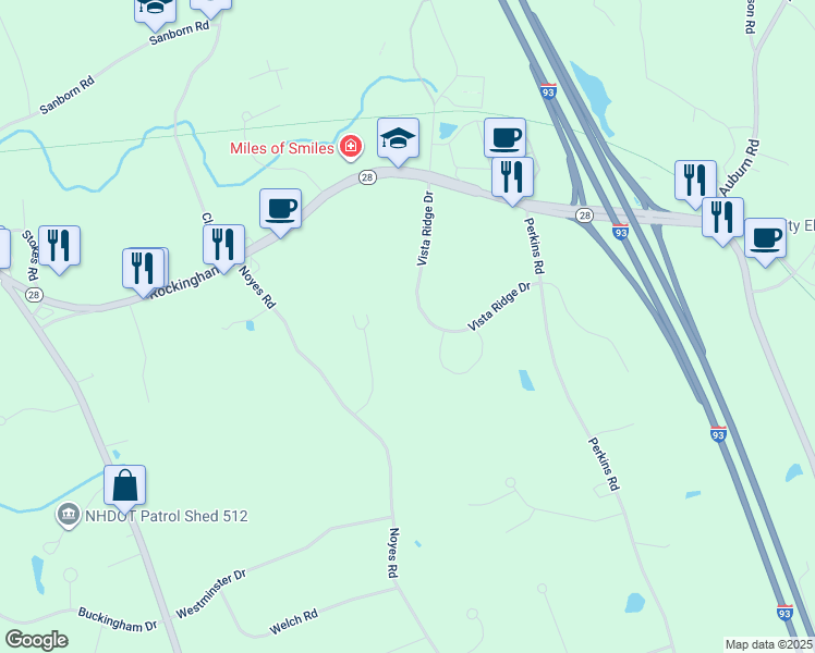 map of restaurants, bars, coffee shops, grocery stores, and more near 14 Vista Ridge Drive in Londonderry