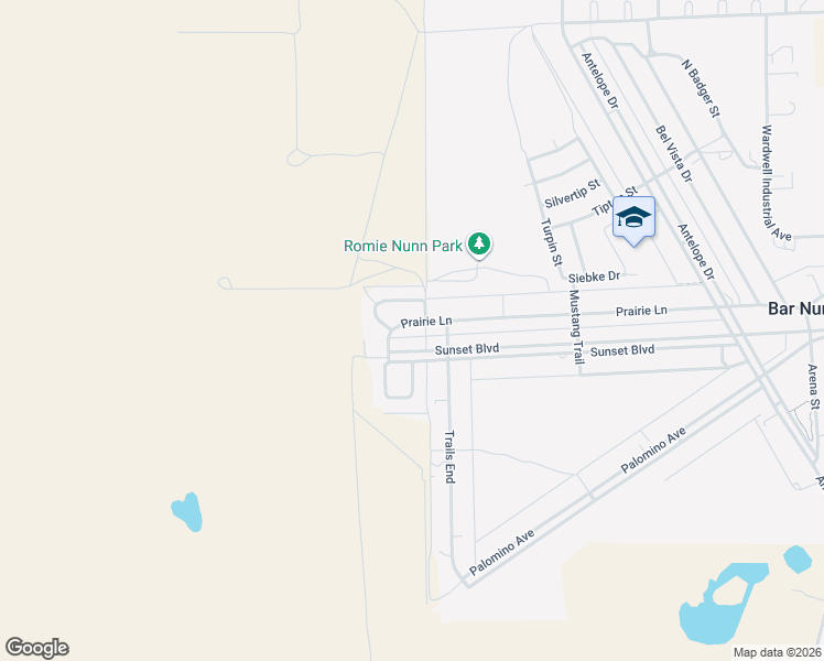 map of restaurants, bars, coffee shops, grocery stores, and more near 2831 Prairie Lane in Bar Nunn