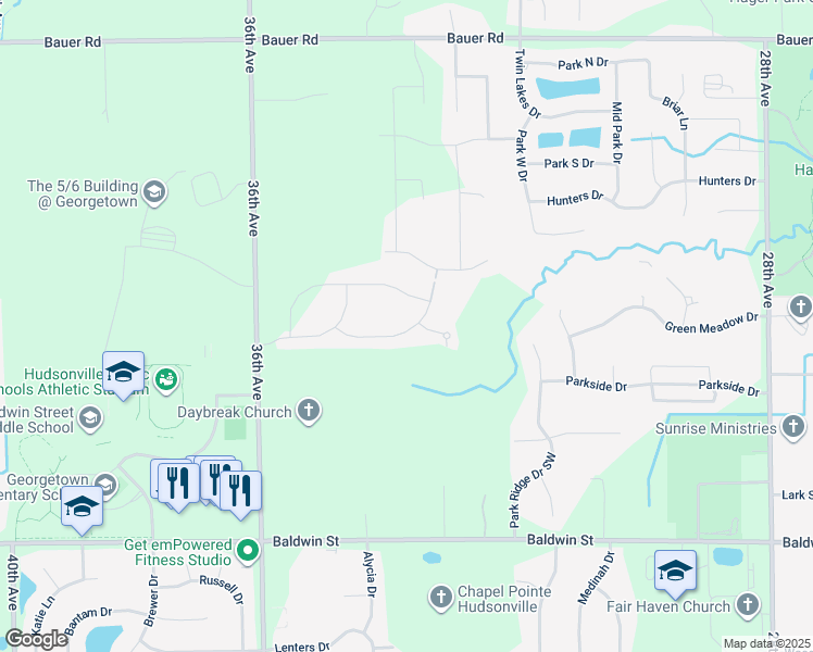 map of restaurants, bars, coffee shops, grocery stores, and more near 7333 56th Avenue in Hudsonville