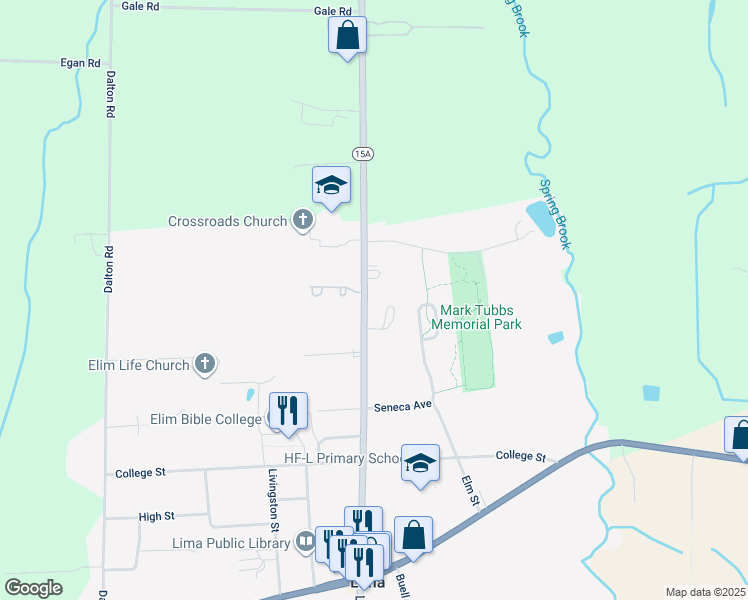 map of restaurants, bars, coffee shops, grocery stores, and more near 1643 Rochester Street in Lima