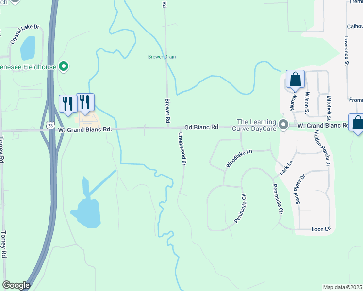 map of restaurants, bars, coffee shops, grocery stores, and more near 2091 West Grand Blanc Road in Grand Blanc