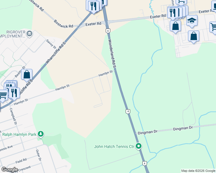 map of restaurants, bars, coffee shops, grocery stores, and more near in London