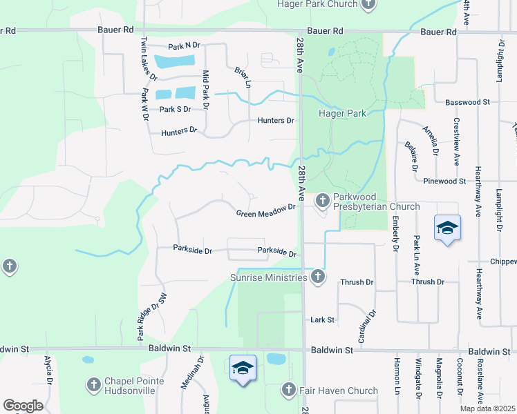 map of restaurants, bars, coffee shops, grocery stores, and more near 7956 Green Meadow Court in Ottawa County