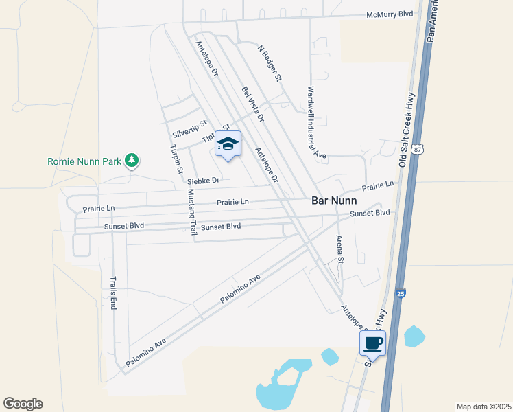 map of restaurants, bars, coffee shops, grocery stores, and more near 1880 Sunset Boulevard in Bar Nunn