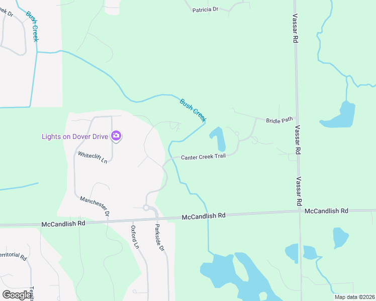 map of restaurants, bars, coffee shops, grocery stores, and more near 6231 Canter Creek Trail in Grand Blanc