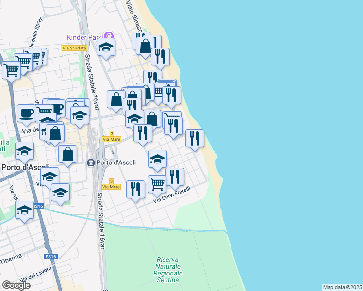 map of restaurants, bars, coffee shops, grocery stores, and more near 1 Via Ettore Fieramosca in San Benedetto del Tronto