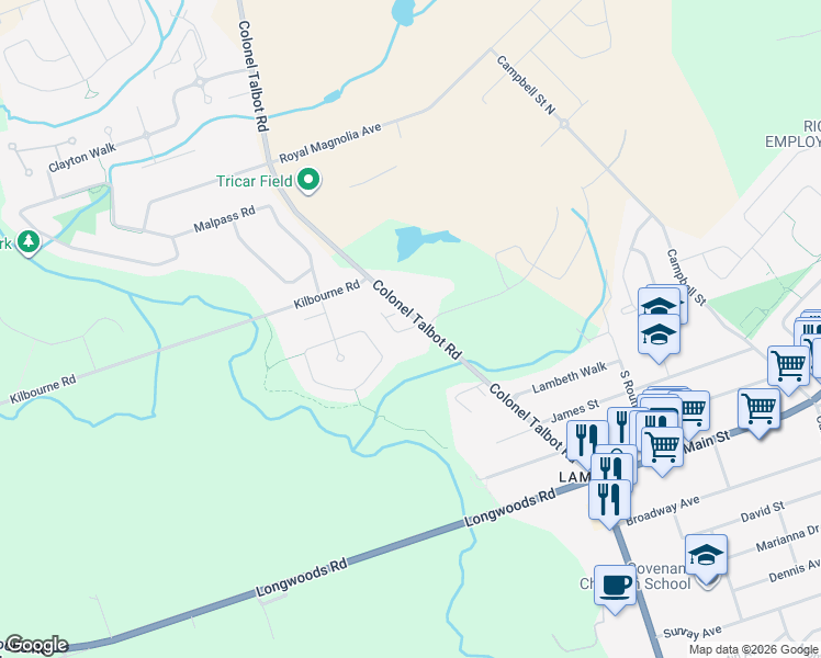 map of restaurants, bars, coffee shops, grocery stores, and more near in London